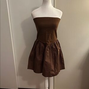 Elegant Brown Strapless Dress